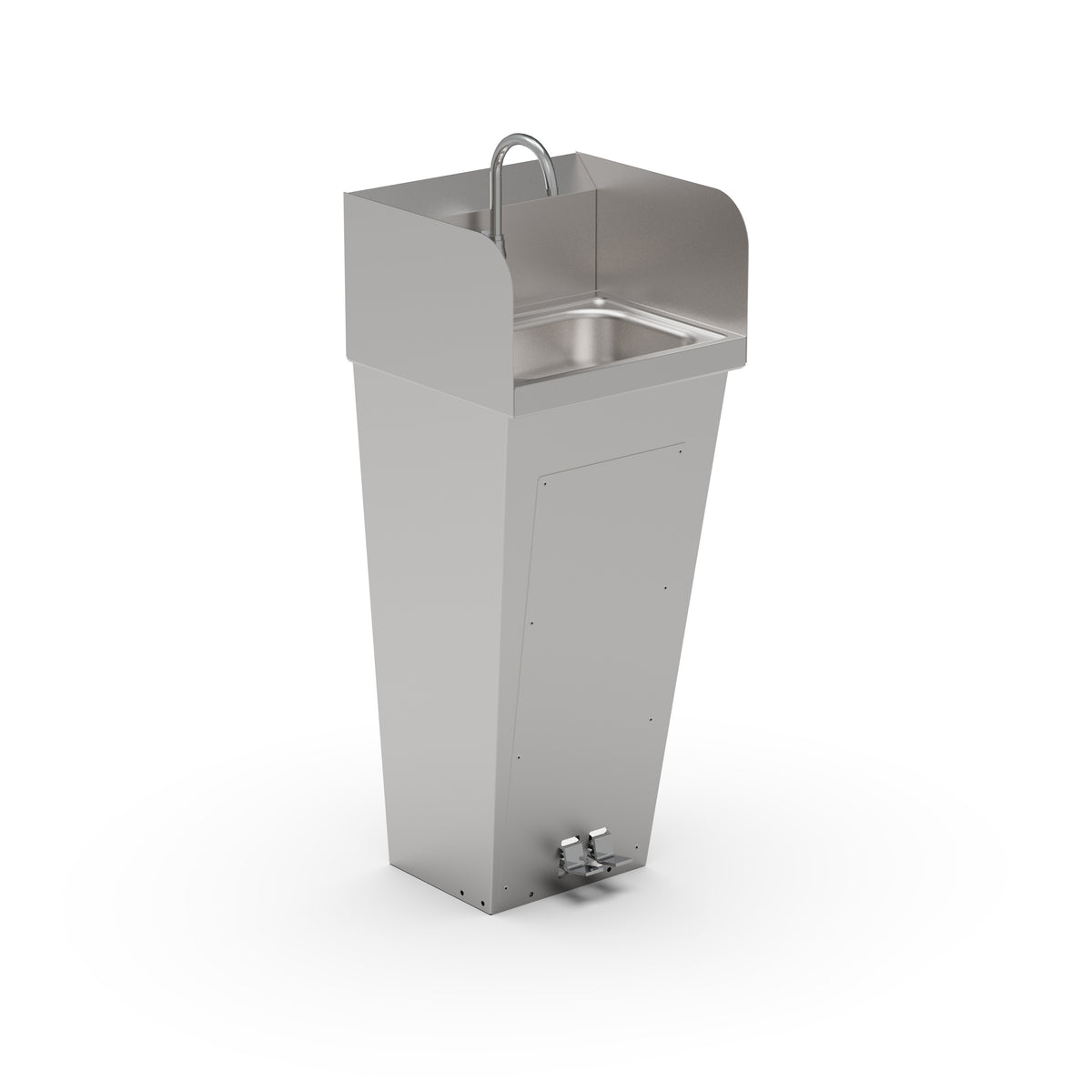 John Boos PBHS-F-1410-FV2-T-SSLR 14" Pedestal Mounted Hand Sink without Faucet / with Foot Valves - 18 g