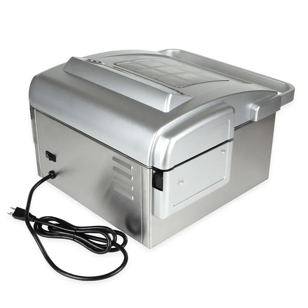 Waring WCV300 chamber vacuum sealer, rear-left view with power cord