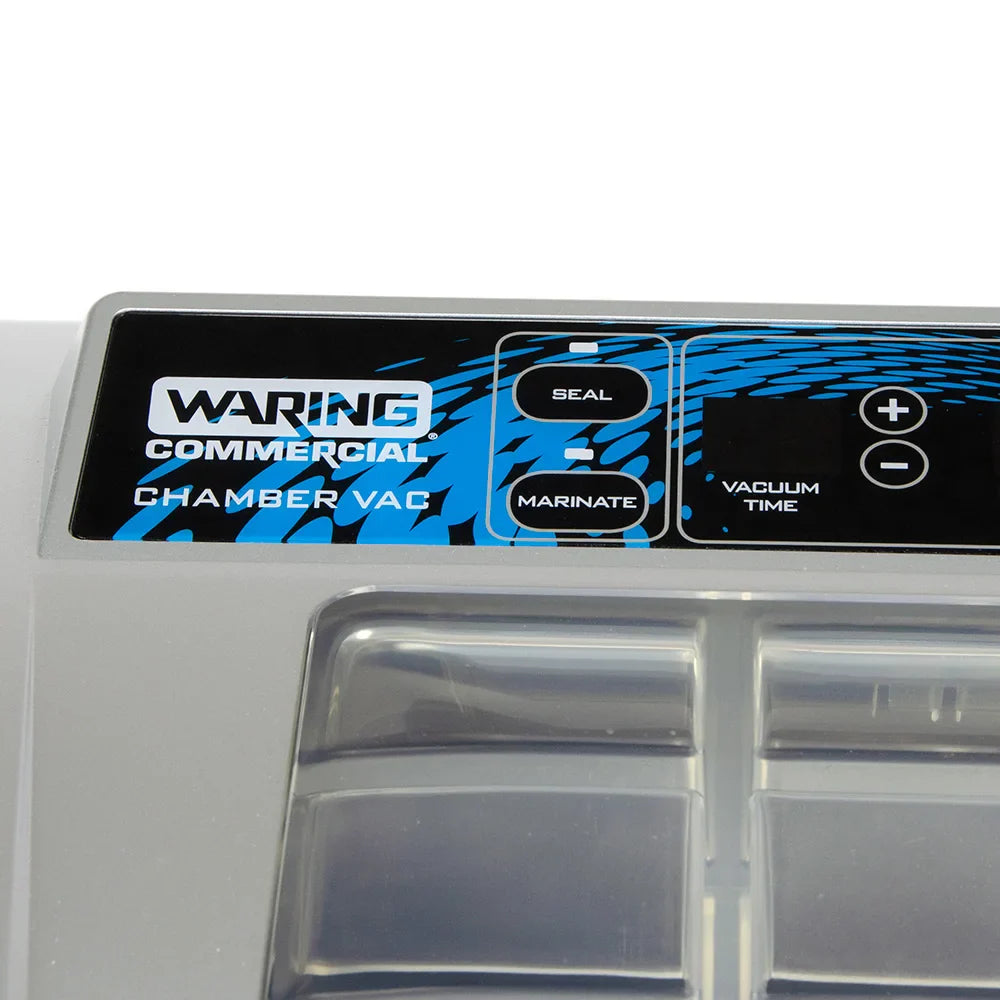 Waring WCV300 chamber vacuum sealer, control panel close-up, seal and marinate keys
