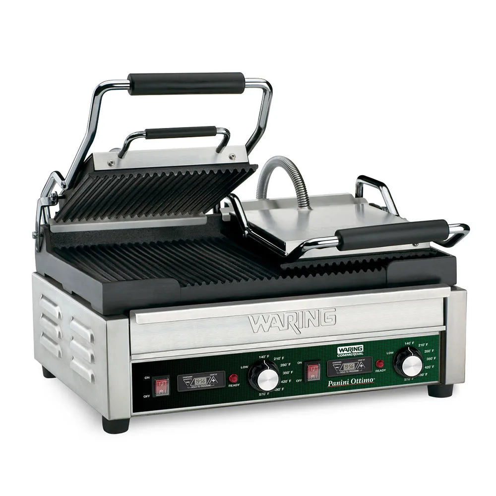 Waring WPG300T Double Commercial Panini Press w/ Cast Iron Grooved Plates, 240v/1ph
