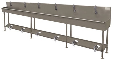 Advance Tabco 19-FM-120FV 120" Freestanding Multi-Station Hand Sink without Faucet w/Foot Valves
