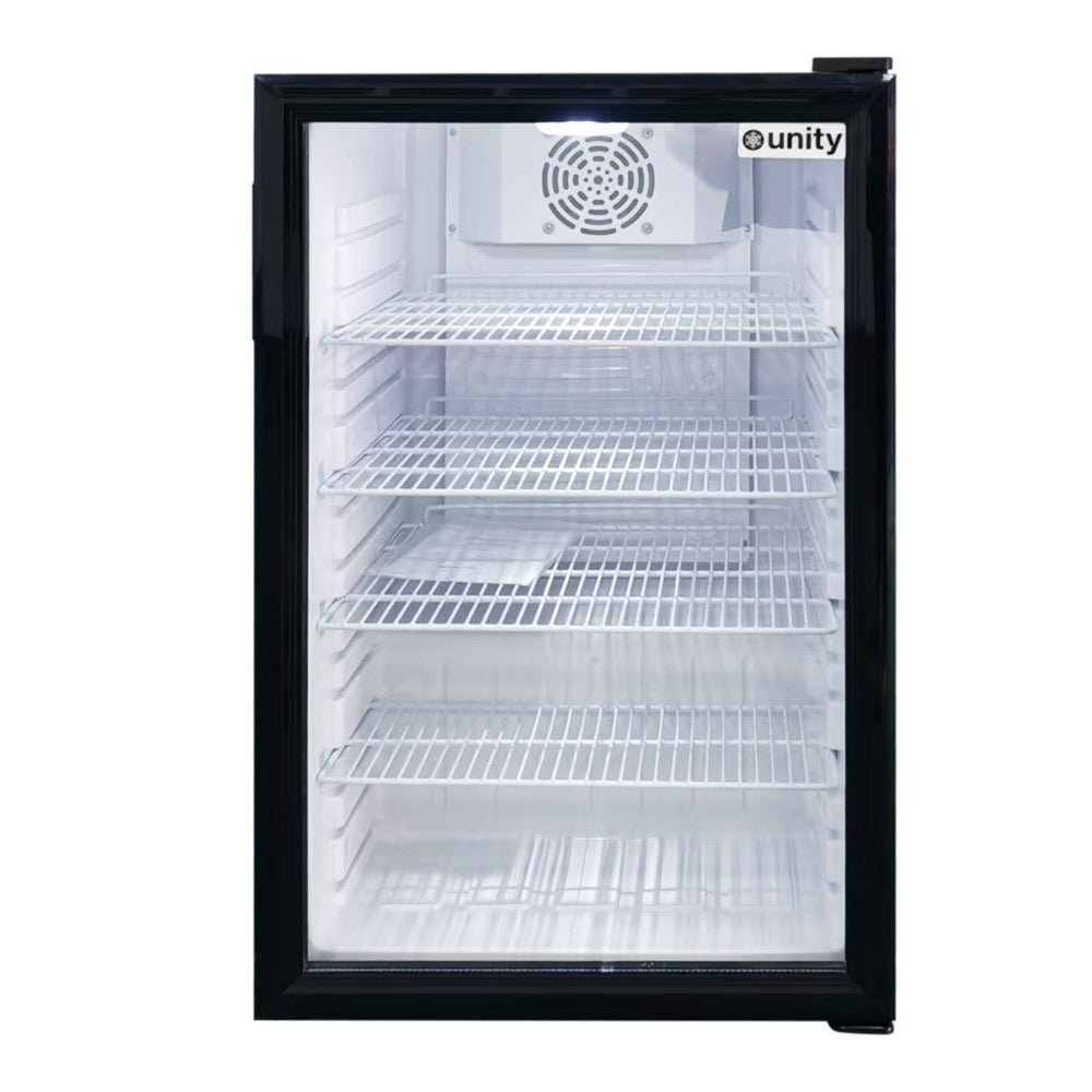 Unity U-CR4 countertop glass door display refrigerator, empty, front view