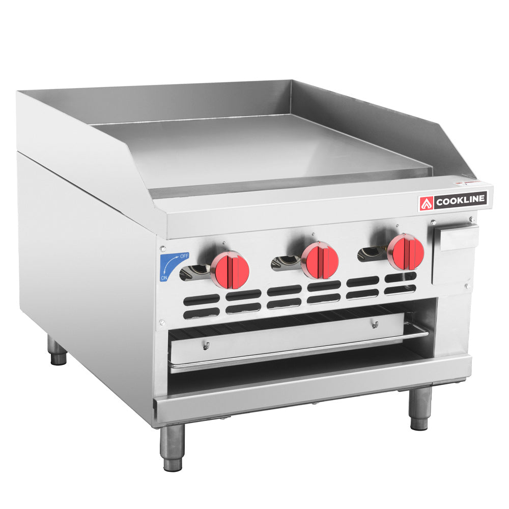 Cookline RGB-24M 24" gas raised griddle broiler, front angle view