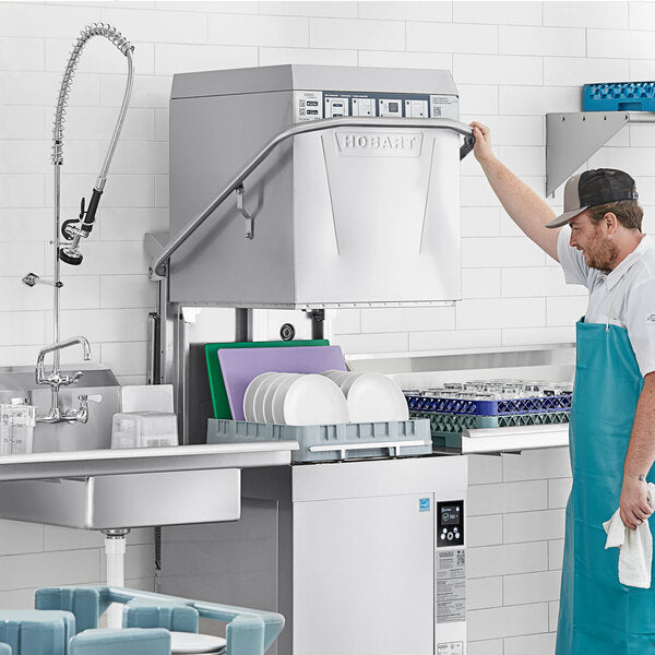 Hobart AM16-BAS-2 36.5" Door Type Dishwasher, 60 Racks/Hr - 40.2 Gal/Hr - High Temp w/Booster