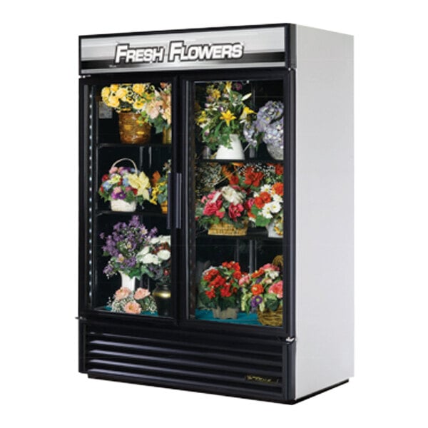 True GDM-49FC-HC~TSL01 54 1/8" White Refrigerated Glass Door Floral Case with LED Lighting