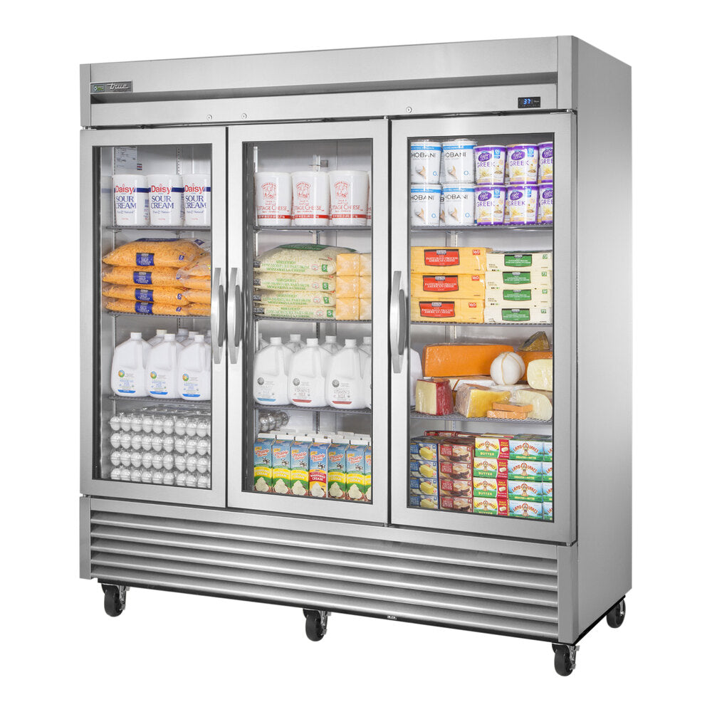 True T-72G-HC~FGD01 3 Section Glass Door Reach-In Refrigerator