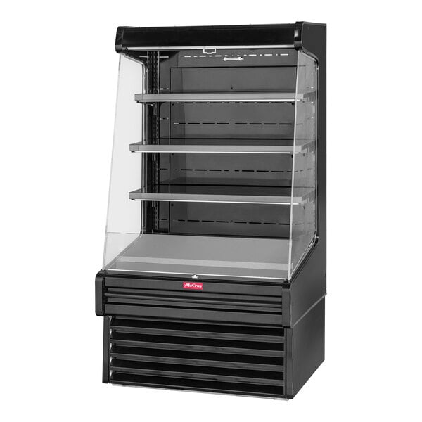 Howard McCray SC-OD30E-4-B-LED 30E Series 51" Black 3-Shelf Vertical Open Air Curtain Dairy Merchandiser - 115V