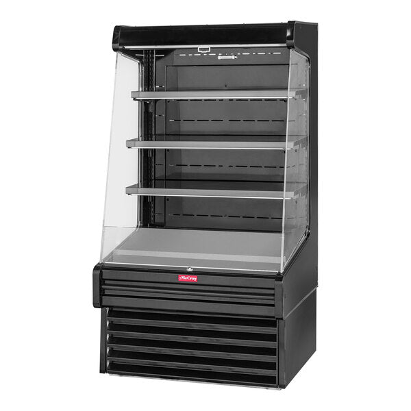 Howard McCray SC-OD30E-6-B-LED 30E Series 75" Black 3-Shelf Horizontal Open Air Curtain Dairy Merchandiser - 115/208-230V