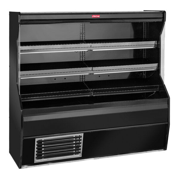 Howard McCray SC-M32E-4-B-LED 32E Series 50" Black 3-Shelf Vertical Open Air Curtain Meat Merchandiser - 115/208-230V