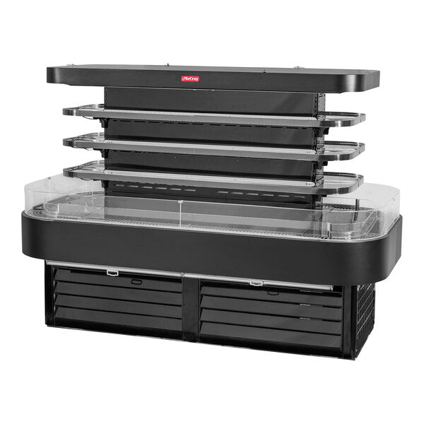 Howard McCray SC-OD42I-5-B-LED 60" Black 3-Shelf High Island Open Air Curtain Merchandiser - 115/208-230V