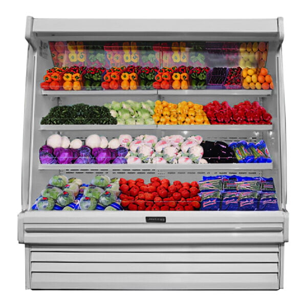 Howard McCray SC-OP35E-6S-LED 35E Series 75" White 3-Shelf Vertical Open Air Curtain Produce Merchandiser - 115/208-230V