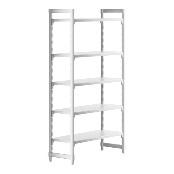 Cambro CPU184884S5PKG Camshelving Premium Solid 5-Shelf Starter Shelving Unit - 18" x 48" x 84"