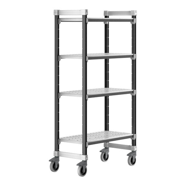 Cambro EXMU183670V4480 Camshelving Elements Vented 4-Shelf Mobile Shelving Unit - 18" x 36" x 70"