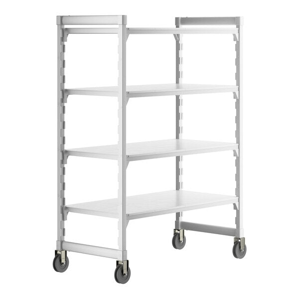 Cambro CPHU244867S4480 Camshelving Premium 4-Shelf Solid Mobile Starter Unit - 24" x 48" x 67"