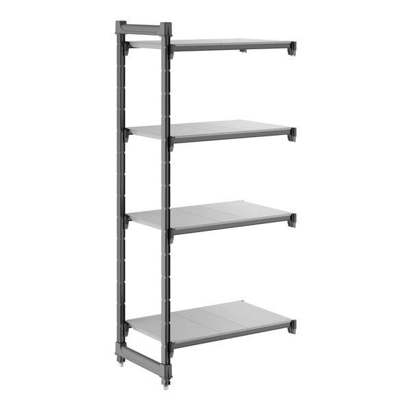 Cambro CBA183064S4580 Camshelving Basics Plus 4-Tier Add-On Unit, 18W x 30L x 64H, Brushed Graphite, 2200 lbs
