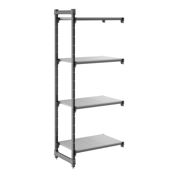 Cambro CBA183072S4580 Camshelving Basics Plus 4-Tier Add-On Unit, 18W x 30L x 72H, Brushed Graphite, 600 lb Capacity