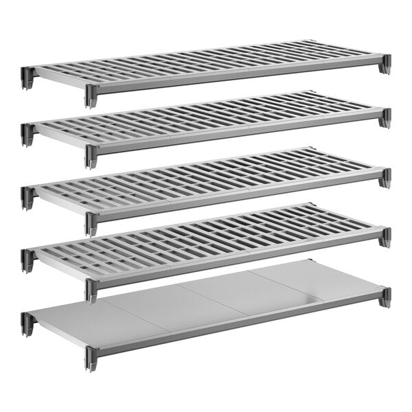 Cambro CBSK1848VS5580 Camshelving Basics Plus Shelf Plate Kit w/ 1 Solid and 4 Vented Shelves - 18"W x 48"L