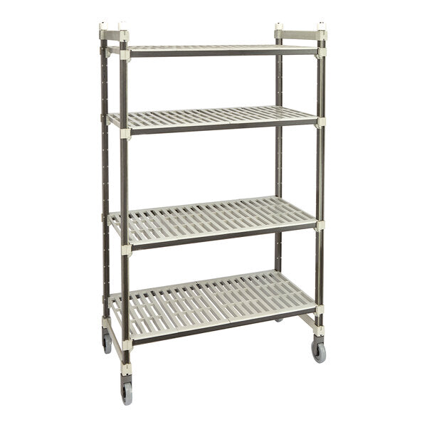 Cambro EMT183680V4480 Camshelving Elements XTRA 18x36x80 4-Tier Track Shelving System, 900 lbs, Speckled Gray