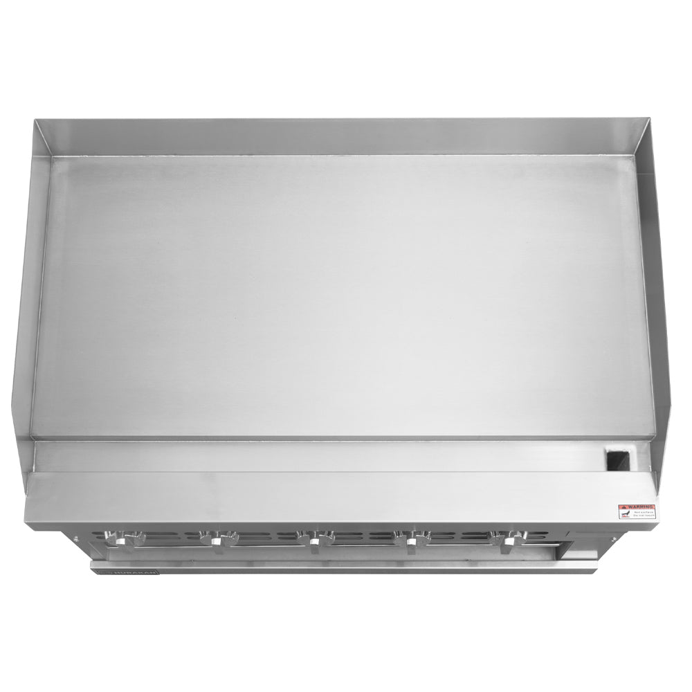 Cookline RGB-36M 36" gas raised griddle broiler, griddle plate close-up