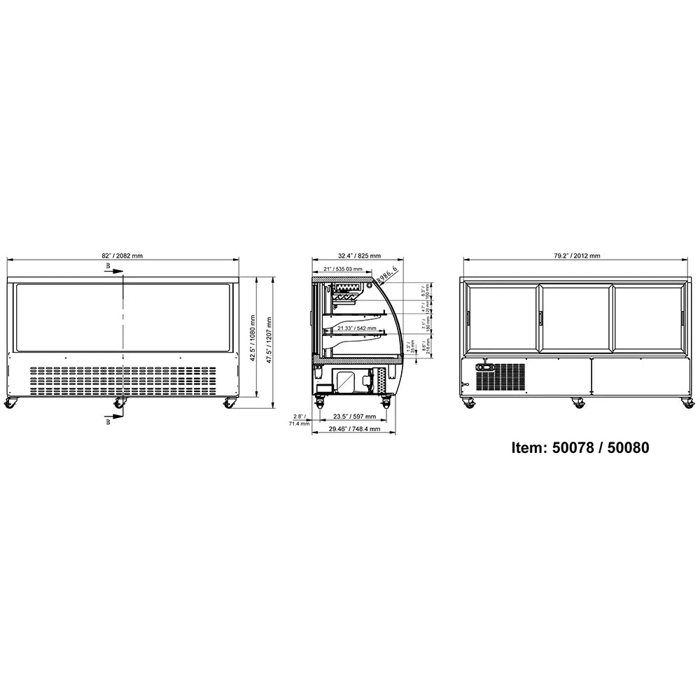 Omcan  50078 82" Full Service Deli Case w/ Curved Glass (3) Levels
