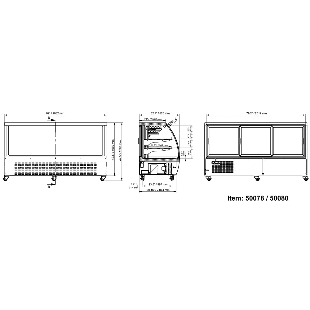 Omcan  50080 82" Full Service Deli Case w/ Curved Glass - (3) Levels