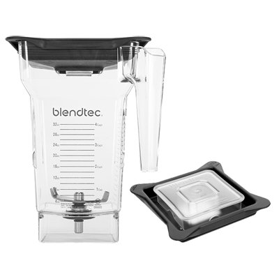 Blendtec 40-710-01 FourSide jar with lid, front view, second lid shown beside it