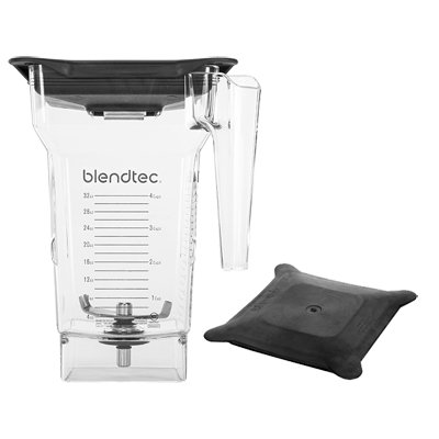 Blendtec 40-710-02 FourSide jar with lid, front view, second lid shown beside it