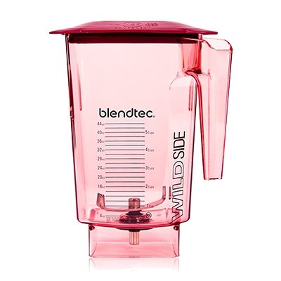 Blendtec 40-710-14 red WildSide+ colored jar with matching red lid, side view