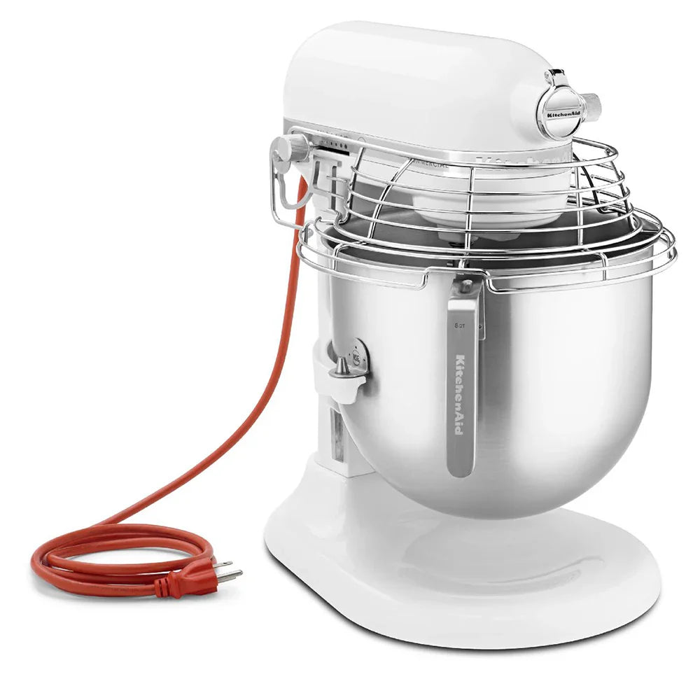 KitchenAid KSMC895WH NSF Certified® Commercial Series 8 Quart Bowl-Lift Stand Mixer with Stainless Steel Bowl Guard
