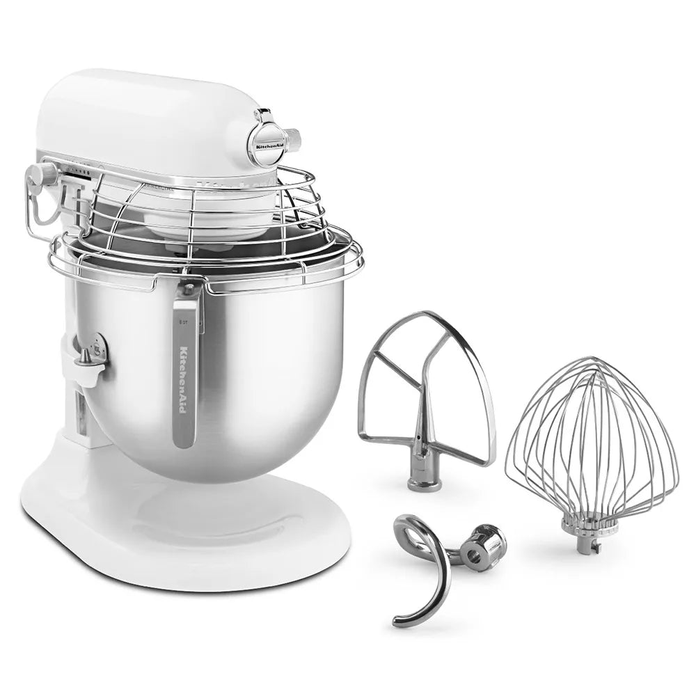 KitchenAid KSMC895WH NSF Certified® Commercial Series 8 Quart Bowl-Lift Stand Mixer with Stainless Steel Bowl Guard