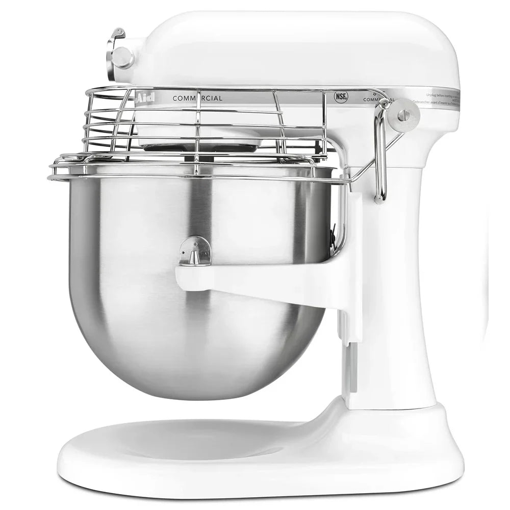 KitchenAid KSMC895WH NSF Certified® Commercial Series 8 Quart Bowl-Lift Stand Mixer with Stainless Steel Bowl Guard