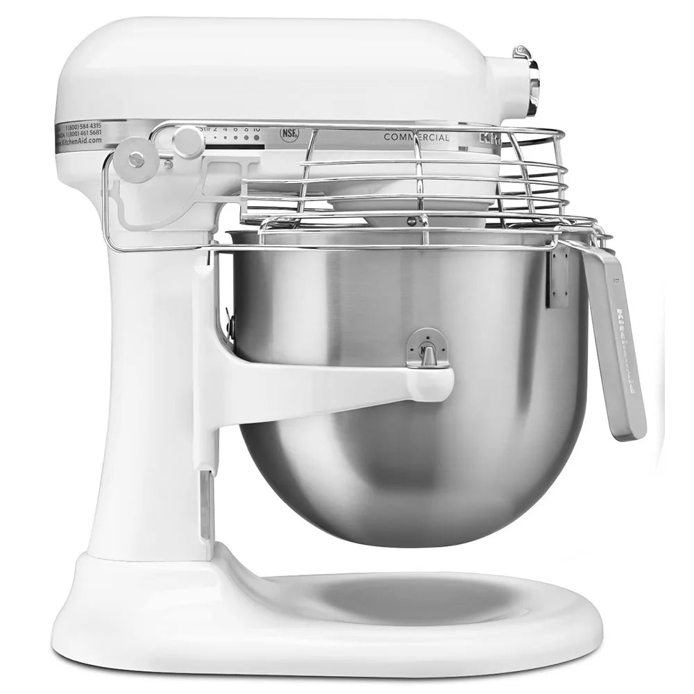 KitchenAid KSMC895WH NSF Certified® Commercial Series 8 Quart Bowl-Lift Stand Mixer with Stainless Steel Bowl Guard