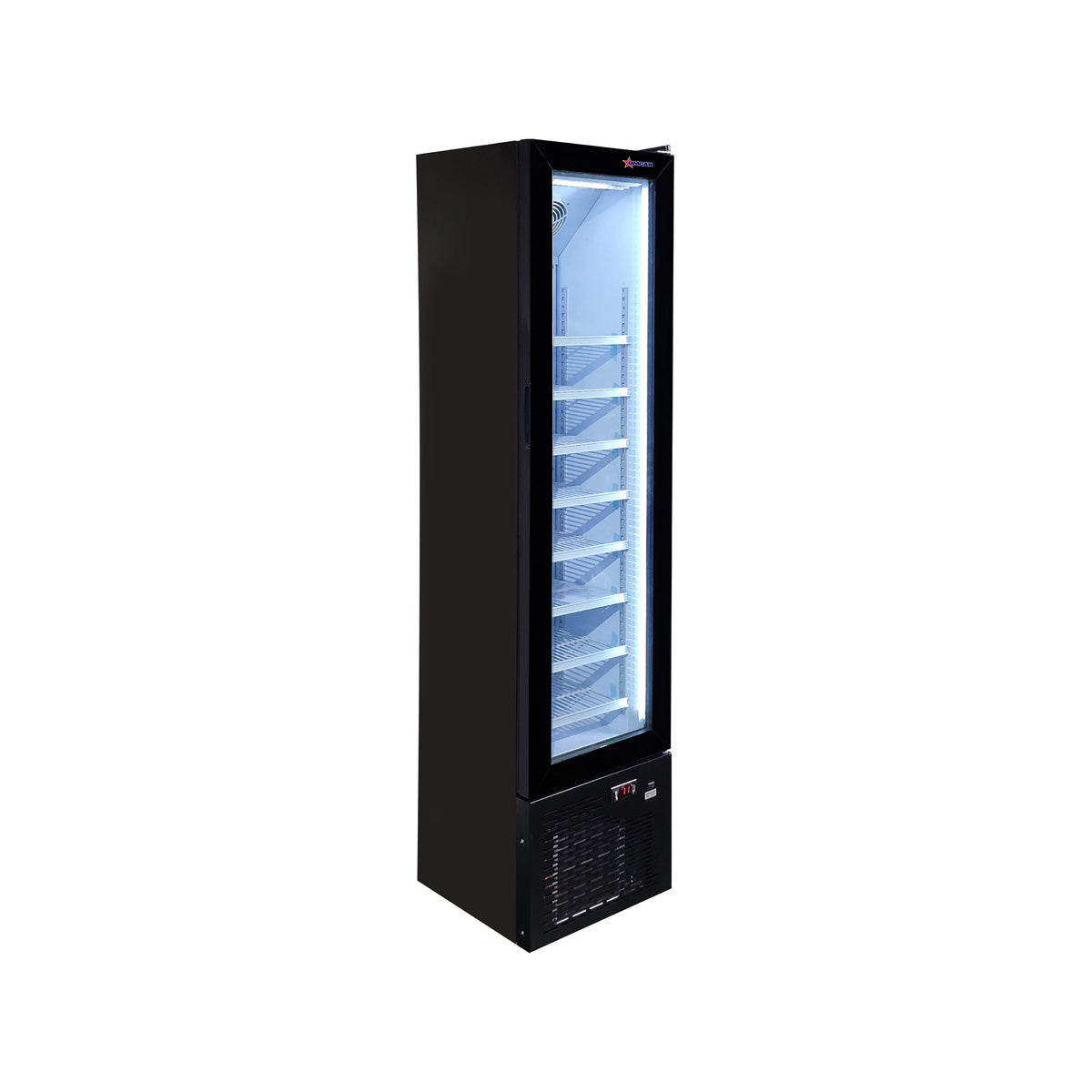 Omcan 47241 16" 1 Glass Door Freezer Merchandiser in Black, 3.7 cu. ft.