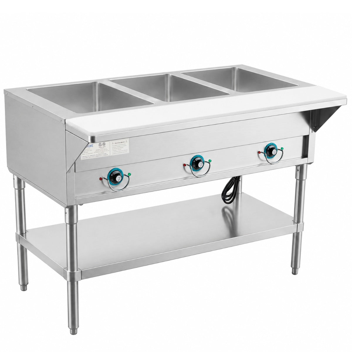Prepline EST48-3O electric steam table, angled front view