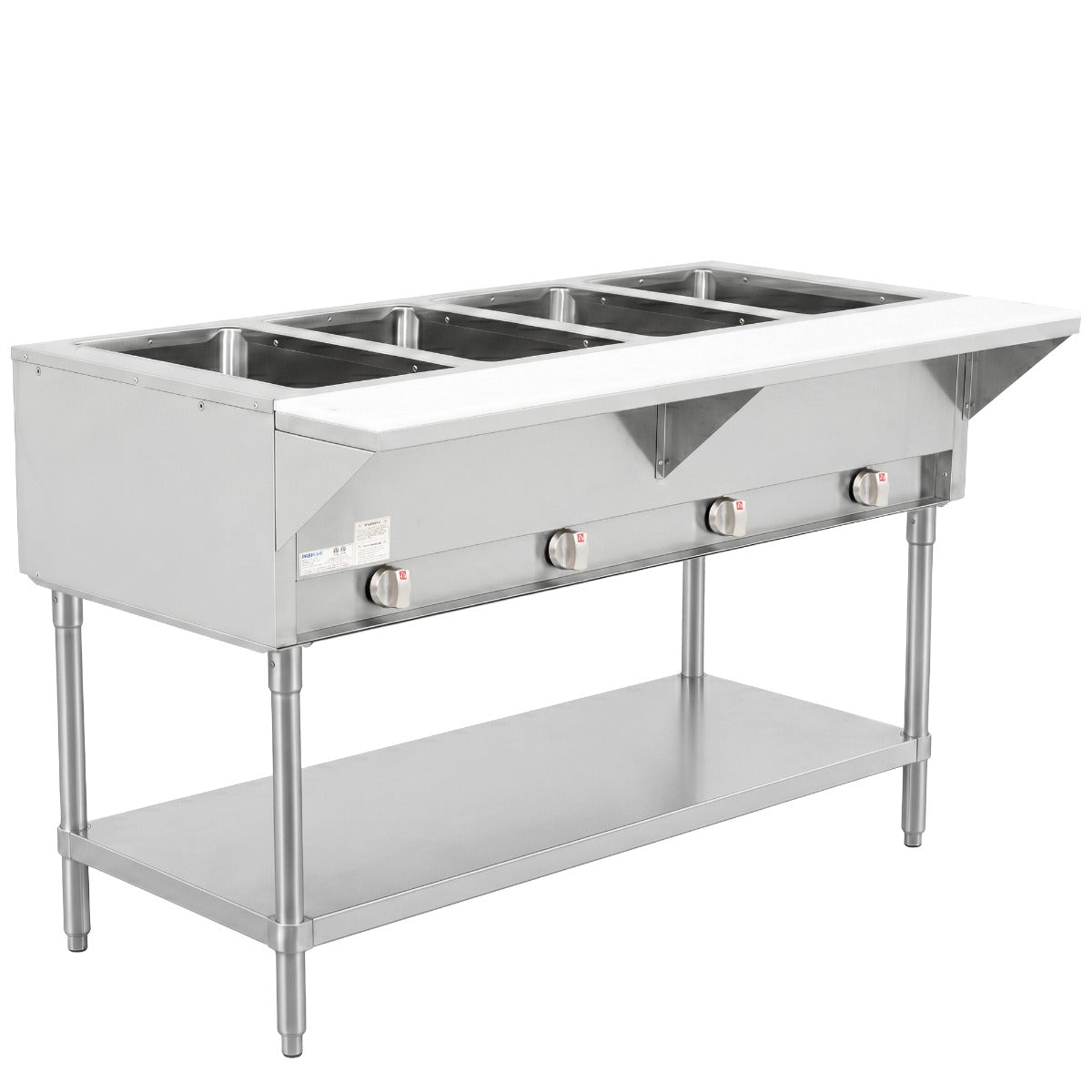 Prepline GST60-4O gas steam table, angled front view