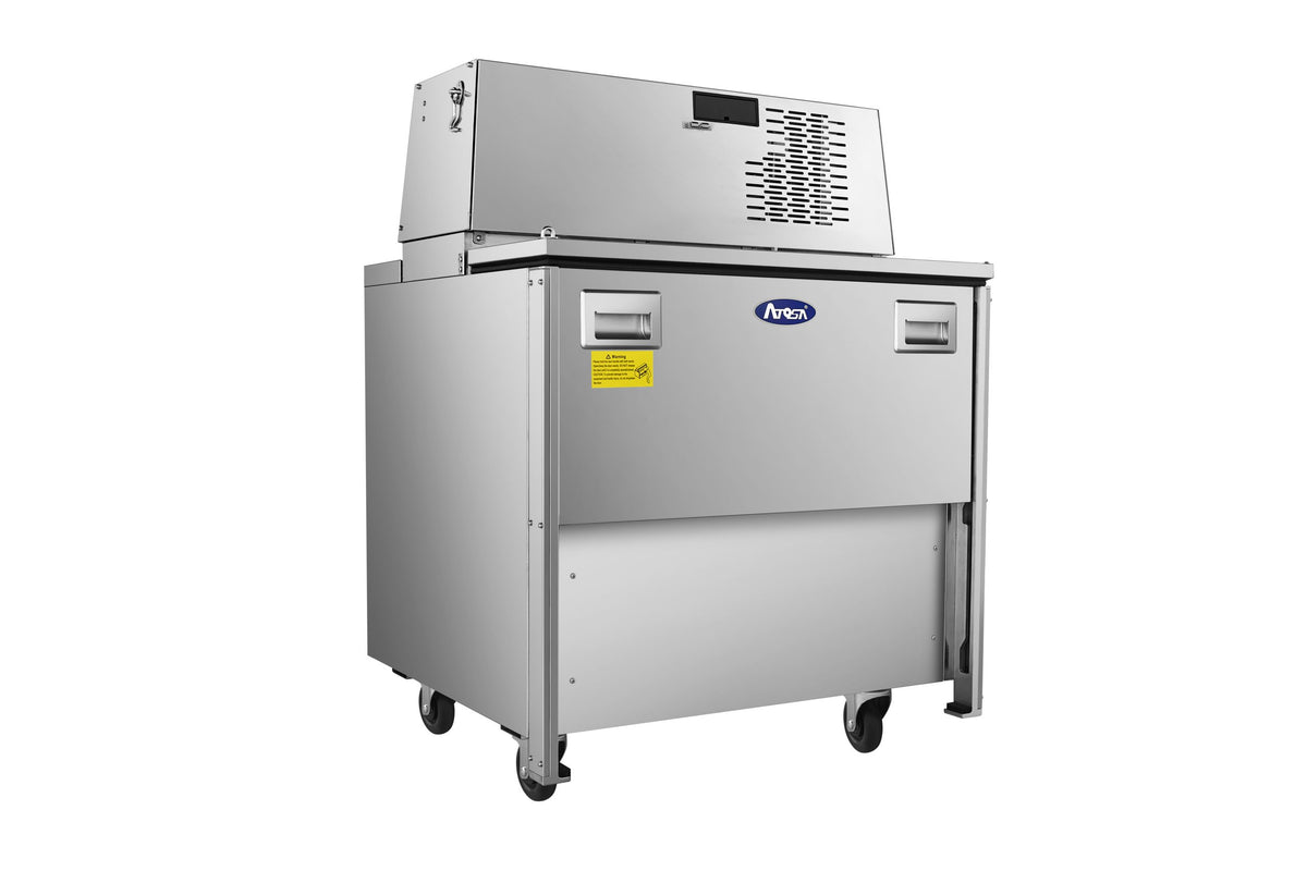 Atosa AMC-3401 milk cooler, angled view from the right