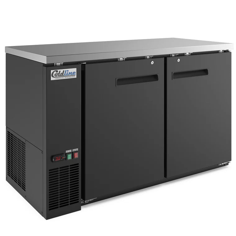 Coldline CBB-60 60" Black Counter Height Narrow Solid Door Back Bar Refrigerator