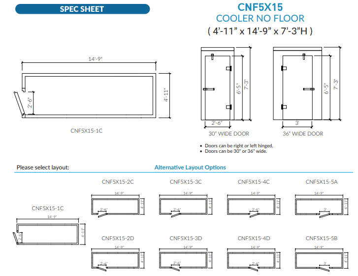 Astra 5 x 15 Walk-In Cooler No Floor With Remote Refrigeration CNF5X15-RM