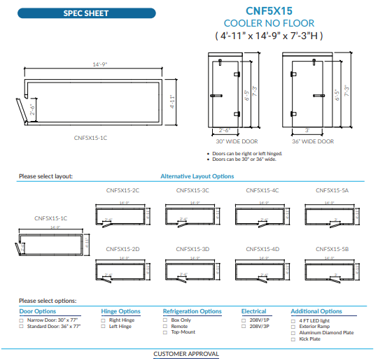 Astra 5 x 15 Walk-In Cooler No Floor CNF5X15