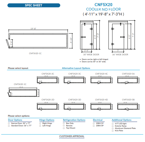 Astra 5 x 20 Walk-In Cooler No Floor CNF5X20