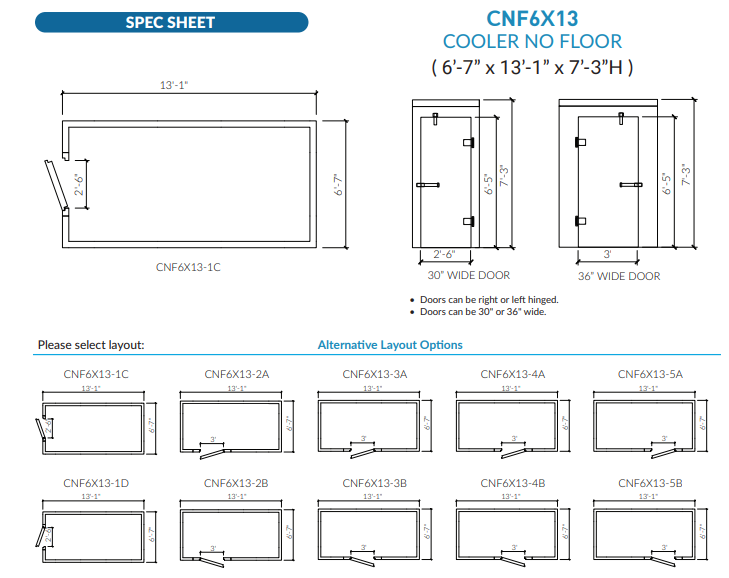 Astra 6 x 13 Walk-In Cooler No Floor With Remote Refrigeration CNF6X13-RM