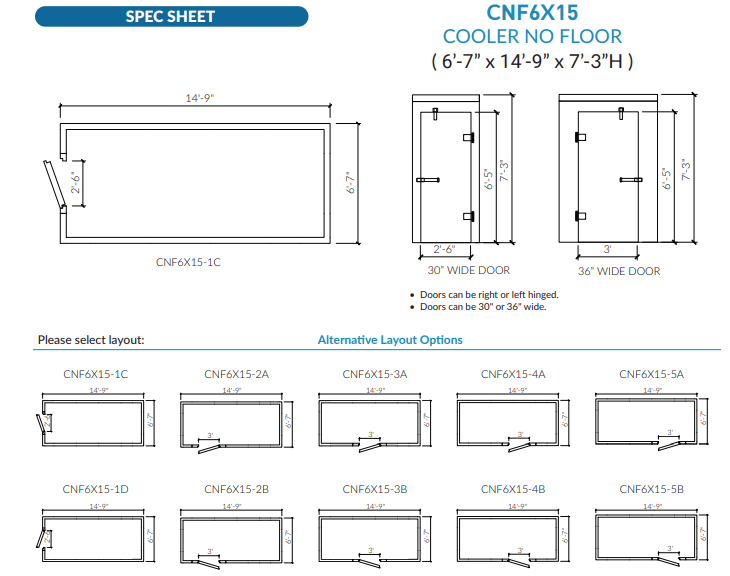 Astra 6 x 15 Walk-In Cooler No Floor With Remote Refrigeration CNF6X15-RM