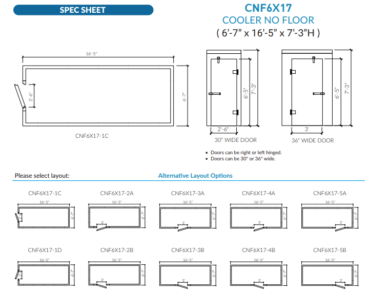 Astra 6 x 17 Walk-In Cooler No Floor With Remote Refrigeration CNF6X17-RM