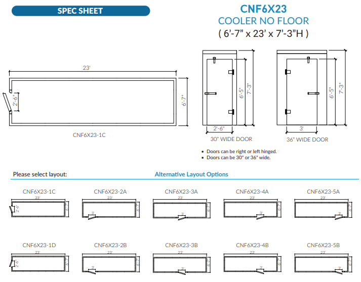 Astra 6 x 23 Walk-In Cooler No Floor With Remote Refrigeration CNF6X23-RM