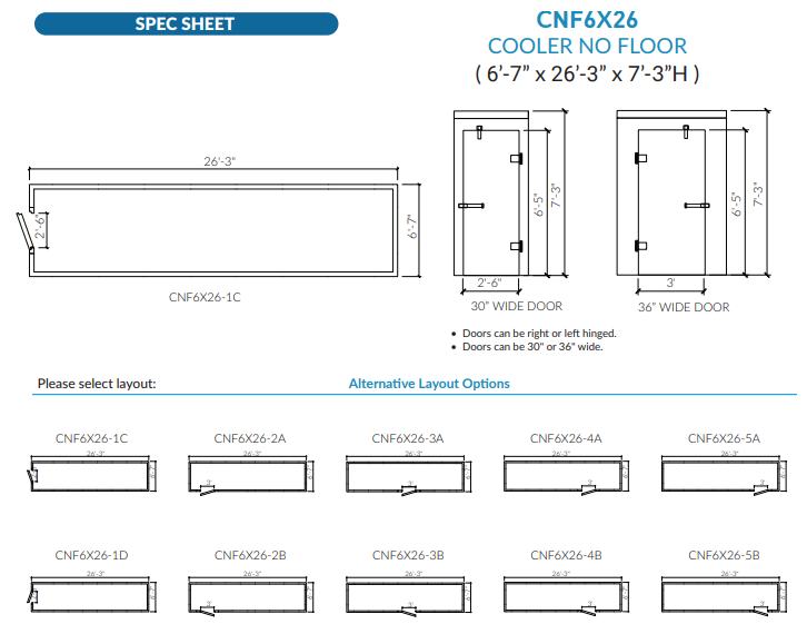 Astra 6 x 26 Walk-In Cooler No Floor With Remote Refrigeration CNF6X26-RM