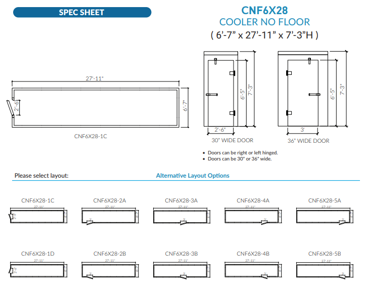 Astra 6 x 28 Walk-In Cooler No Floor With Remote Refrigeration CNF6X28-RM