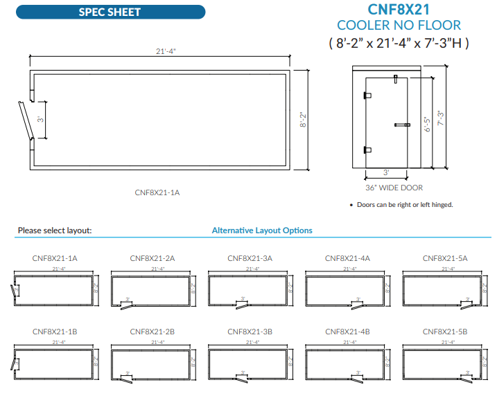 Astra 8 x 21 Walk-In Cooler No Floor With Remote Refrigeration CNF8X21-RM