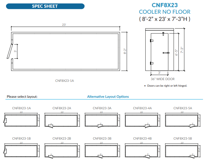 Astra 8 x 23 Walk-In Cooler No Floor With Remote Refrigeration CNF8X23-RM