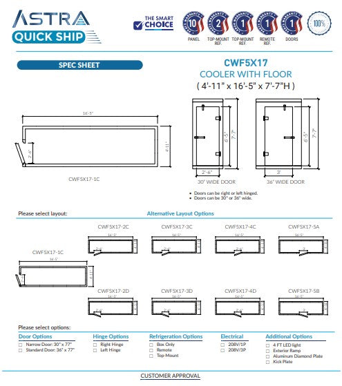 Astra 5 x 17 Walk-In Cooler With Floor CWF5X17