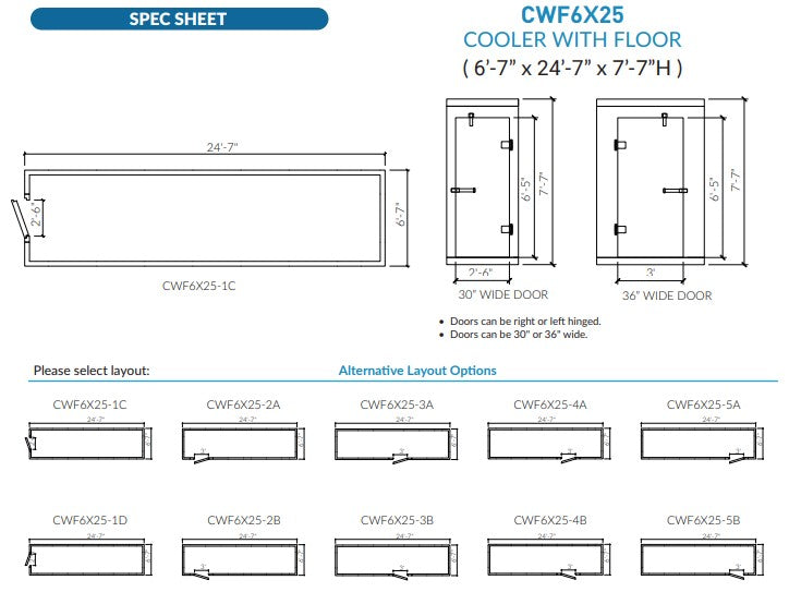 Astra 6 x 25 Walk-In Cooler No Floor With Top Mount Refrigeration CWF6X25-TM